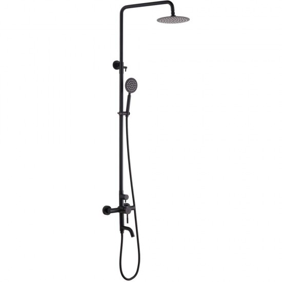 Matte Black Outdoor Shower Fixtures Stainless Steel 3 Function Bathtub Shower Faucet Set Wall Mounted