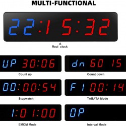 Gym Fitness Timer Portable LED Digital Rechargeable Interval Timer, Cross Training Gym Clock Fitness Black