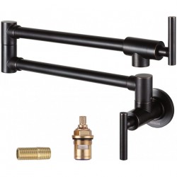 Wall Mount Pot Filler Faucet Brass Pot Filler Oil Rubbed Bronze Folding Faucet Swing Arm Kitchen Faucets Lead-Free Commercial Stretchable Single Hole Two Handles Faucet