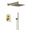 Brushed Gold Brass Shower Faucet Bathroom Rain Mixer Combo Set,10 Inch Brass Rainfall Shower Head Wall Mount System,Contain Rough-in Shower Valve Body and Trim