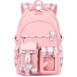 Girl's Backpacks 15.6 Inch Laptop School Bag College Backpack Travel Daypack Large Bookbags for Teens Students Pink