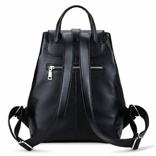 New vintage Women Real Genuine Leather Backpack Purse SchoolBag Black