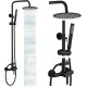 Outdoor Shower Faucet SUS304 Shower Fixture System Combo Set Rainfall Shower Head Single Handle High Pressure Hand Spray Wall Mount 2 Function Brushed Nickel 8 inch Rainfall Shower Head Kit