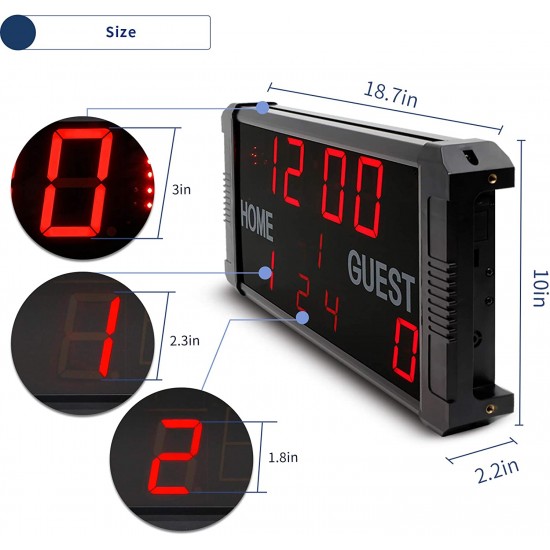 LED Portable Tabletop Scoreboard Professional 14/24 Seconds Shot Scoreboard Electronic Digital for Basketball, Baseball/ Football/ Tennis