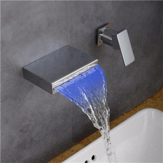 LED Basin Faucet Waterfall Chrome Sink Tap Brick Shape