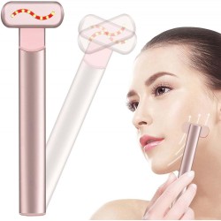 Facial Wand, Red Light Facial Therapy, Microcurrent Facial Device. Eliminate Puffiness Relieve Muscle Fatigue, Micro-Vibration ions Lighten Melanin, Lighten fine Lines, Rose Gold