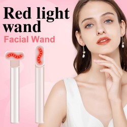 Facial Wand, Red Light Facial Therapy, Microcurrent Facial Device. Eliminate Puffiness Relieve Muscle Fatigue, Micro-Vibration ions Lighten Melanin, Lighten fine Lines, Rose Gold