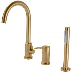 Bathtub Filler Mixer Tap Brass Single Handle 3 Hole Tub Filler Faucet Gold Bathtub Faucet Deck Mounted