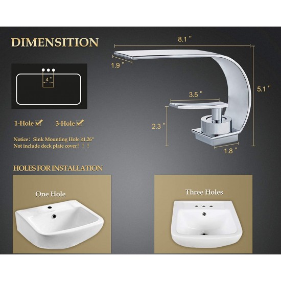 Chrome Bathroom Sink Faucet, Low Arc Modern Bathroom Faucet, Brass Single Hole Vanity Sink Faucet, Touch On Single Handle Basin Faucet Tap with 3/8” Hot and Cold Water Supply