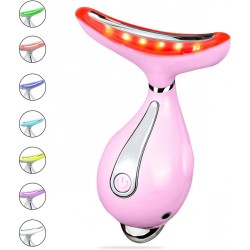 10-in-1 Electric Face Massager with 7 Color Massage Modes, Facial Neck Eye Massage Lift Device with Heat for Women and Men Skin Beauty Rejuvenation Care, Improve, Firm, Tightening Pink