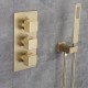 Shower System, Wall Mounted Conceal Thermostatic Shower Faucet Set Brushed Gold Brass Square rain Fall Style in Wall Luxury Shower Set, Brushed Gold