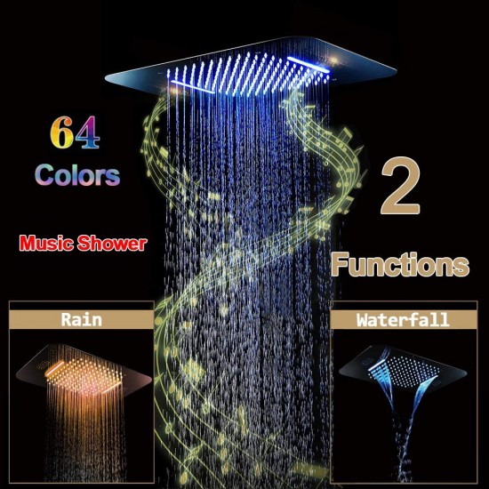 Music Shower Systems Rain Shower head LED Shower Set 4-Function Hot and Cold