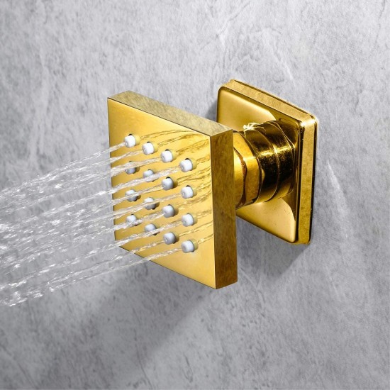 Gold luxury Shower Systems Bathroom Faucets Rain Shower Set Music LED Shower Head Thermostatic Brass Concealed Mixer (Remote control)