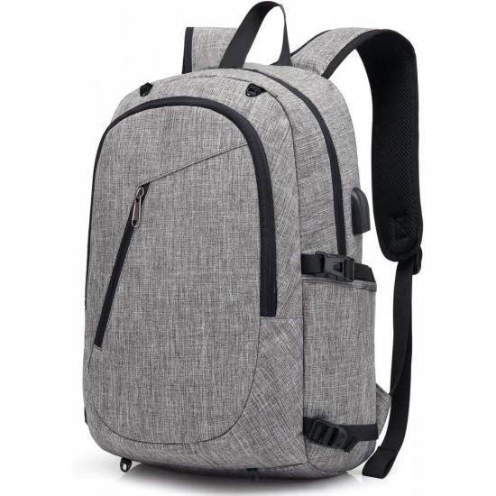 Laptop Backpack Anti-Theft Water Resistant Bookbag for Trip School w/USB,Grey