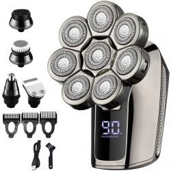 8D - Electric Head Shavers for Bald Men with Wet and Dry Head - Cordless, Rechargeable, Ergonomic Design - Multifunctional Electric Razor