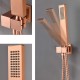 Bathroom Brass Wall Mount 12 Inch Rainfall Shower Faucet System Mixer Set Brushed Rose Gold