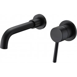 Wall Mount Bathroom Faucets Matte Black, Rough-in Valve Included