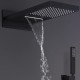Thermostatic Shower System Matte Black, 20x11 Inch Rectangular Dual-function Rainfall Shower Head with Handheld Sprayer, Wall Mounted, Solid Brass, Rough-in Valve Body and Trim Included