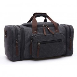 Canvas Holdall Weekend Bag Overnight Bag Unisex Travel Duffle Bag Carry-on Luggage Bag for Men and Women Black