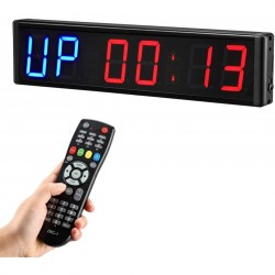 Large Interval Gym Clock for Workouts Size 20x4.7in, Operated by Remote Control 3 Inch