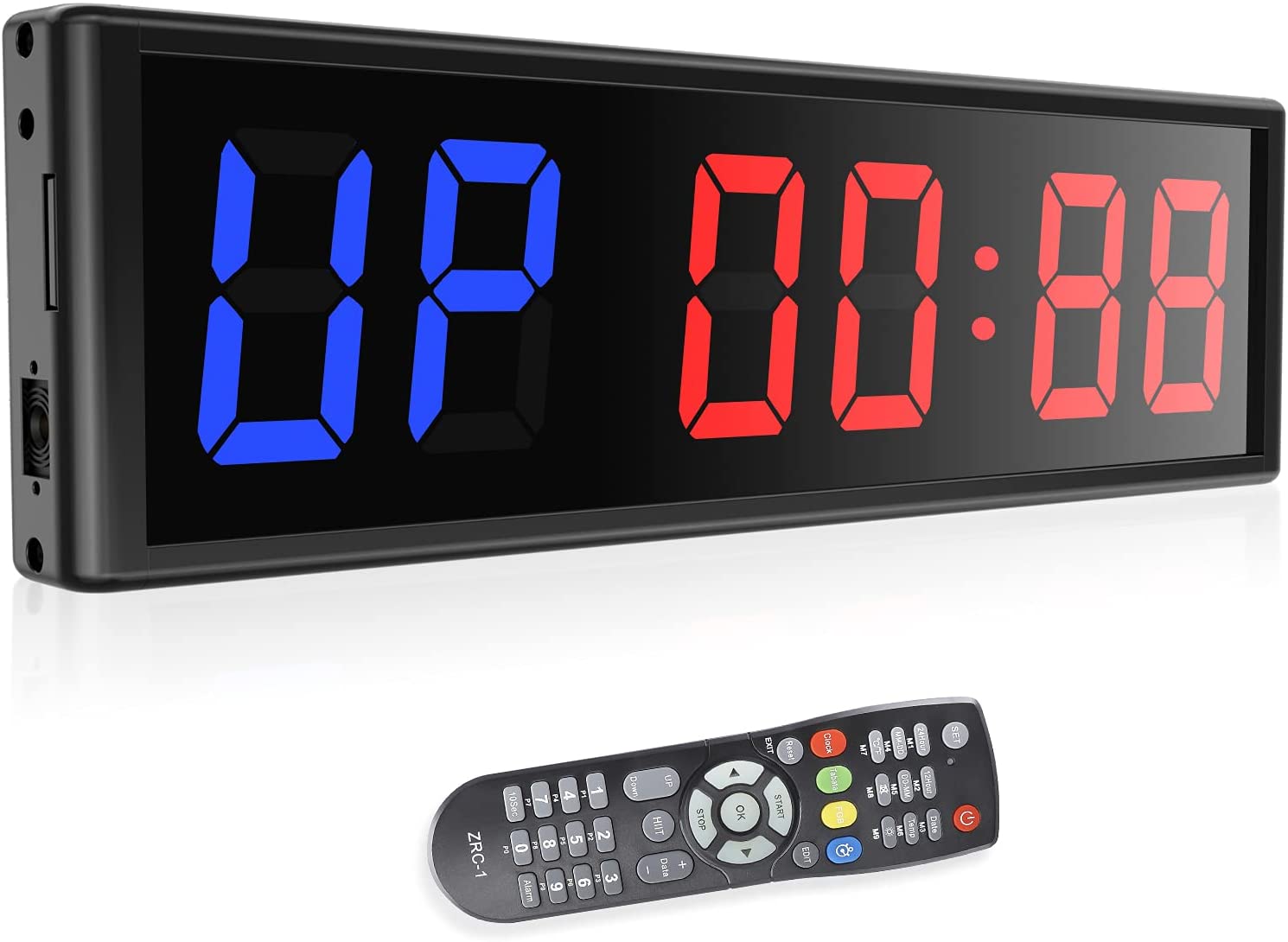 Bssay Gym Timer LED Workout Colck Count Down/Up Clock,11.5 x 3.5 Ultra-Clear Digital Display led Interval Timer with Remote Work with Power Bank for Outdoor Workout and Home Gym Garage Fitness