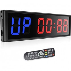 10.6 x 3.3 Ultra-Clear Digital Display led Timer with Remote Jiaonun Gym LED Timer,with Interval Timer Count Down/Up Clock Stopwatch Function 