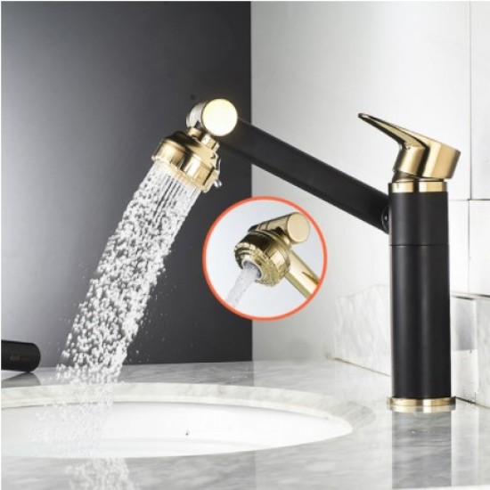 Bathroom Sink Faucet with 1080 Degree Swivel Faucet for Bathroom Modern Vanity Faucet, high and Low Adjustable, Newly-Designed Basin Faucet Mixer Tap for Multi-Scene Use Matte Black