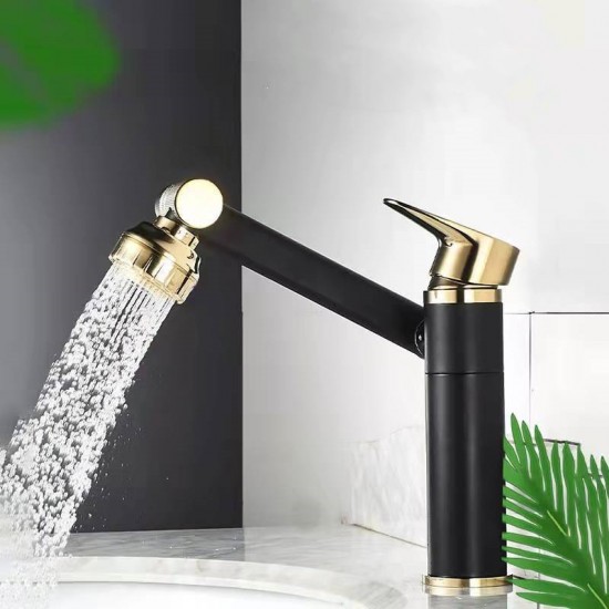 Bathroom Sink Faucet with 1080 Degree Swivel Faucet for Bathroom Modern Vanity Faucet, high and Low Adjustable, Newly-Designed Basin Faucet Mixer Tap for Multi-Scene Use Matte Black