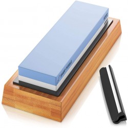 Premium Whetstone Knife Sharpening Stone 2 Side Grit 1000/6000 Waterstone- Whetstone Knife Sharpener- NonSlip Bamboo Base & Angle Guide