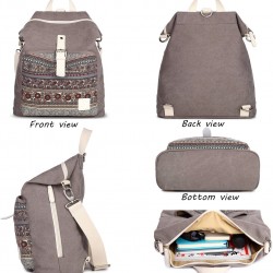 Backpack Purse Women Ladies Fashion Casual Lightweight Shoulder Bag Travel Daypack (Grey - bohemian)
