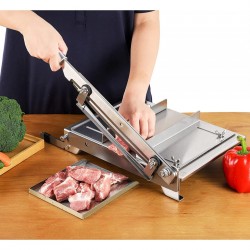 Meat Slicer Chopper Ribs Cutter Manual Bone 2 Blades 13.5In Stainless Steel Beef Mutton Household Vegetable Food Slicer Slicing Machine for Whole Chicken Rib Spine