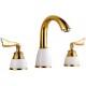 Basin Faucets Gold Brass Modern Bathroom Sink Faucet Double with Drill Handle 3 Hole Bathbasin Counter Mixer Taps