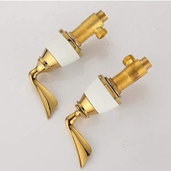 Modern Bathroom Sink Faucet Basin Faucets Gold Brass Double with Drill Handle 3 Hole Bath basin Counter Mixer Taps