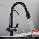 Kitchen Sink Faucets with Pull Down Sprayer, Drinking Water Faucet, Modern Dual Handle 3-in-1 High Arc Water Filter Purifier Faucet for Reverse Osmosis or Water Filtration System Matte Black
