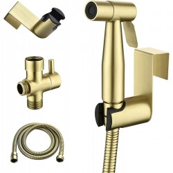 Handheld Bidet Sprayer for Toilet, Stainless Steel Baby Cloth Diaper Sprayer Kit, Bathroom Toilet Bidet, Brushed Gold