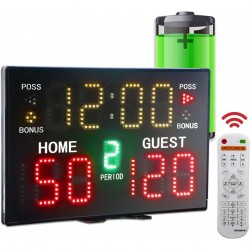 Basketball Digital Scoreboard with Remote, Battery Powered Portable Tabletop Electronic Scoreboard with 75dB Buzzer