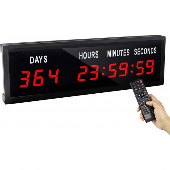 LED Countdown Clock with Remote, Days Hours Minutes and Seconds, Digital Wall Clock 1.8'' 9 Digits