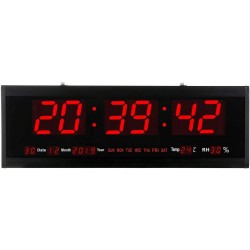 21.6 Inch Oversized LED Digital Wall Clock Large Display with Indoor Temperature Date and Day of Week,Electric Wall Clock/Calendar Timer Home Decor -Red