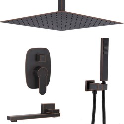 Black Oil Rubbed Bronze Ceiling Shower System 10 Inch Rainfall Shower Head And Handheld Shower Faucet Mixer Set