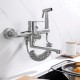 Wall Mount Faucet Stainless Steel 8 Inch Center with Side Sprayer, Kitchen Sink Faucet, Nickel Brushed Commercial Faucet, Lead-Free, Spout Reach 7.2"