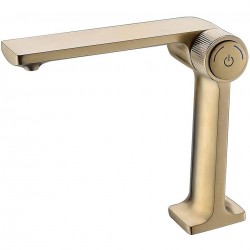 Bathroom Sink Faucet Single Handle Single Hole Solid Brass Basin Mixer Tap Brushed Gold