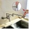 Pot Filler Faucet,Folding Stretchable Swing Arm 1-Handle Kitchen Sink Faucet,Wall Mounted Brushed Nickel
