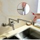 Pot Filler Faucet,Folding Stretchable Swing Arm 1-Handle Kitchen Sink Faucet,Wall Mounted Brushed Nickel