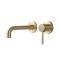 Wall Mount Bathroom Sink Faucet Brushed Brass Single Handle Swivel Spout Basin Mixer Tap, Solid Brass