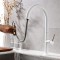 White Kitchen Spray Tap with Pull Out Spray 360 Degree Rotation Kitchen Sink Tap Single Lever Single Hole Hot and Cold Sink Mixer Faucet