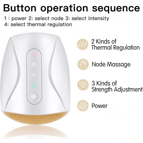 Cordless Massager with Air Pressure Electric Hand Massager for Palm Massage Compress/Heat/Rechargeable for Arthritis, Finger Numbness Coldness Relief White+Brown