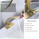 Bathroom Faucet Brushed Gold Bathroom Sink Faucet Bathroom Faucets for Sink 1 Hole or 3 Hole Mount Single Handle Bathroom Faucet with 6-inch Deckplate