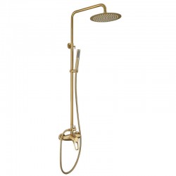 Bathroom Shower Set 10 inch Brass Rainfall Wall Mounted Shower Faucet Brushed Gold Water Mixer System