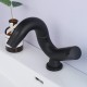 Modern Matte Black Bathroom Sink Faucet Single Handle with 360 Degree Rotation Spout Solid Brass Tap