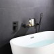 Waterfall Spout Wall Mounted Roman Tub Faucet with Handheld shower Modern Single Handle Tub Filler Solid Brass in Brushed Gold(Brushed Gold)